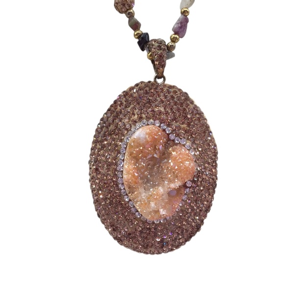 Handmade Druzy Gemstone Necklace – Sparkling Crystal Pendant, Boho Jewelry Gift - Picture 2 of 15